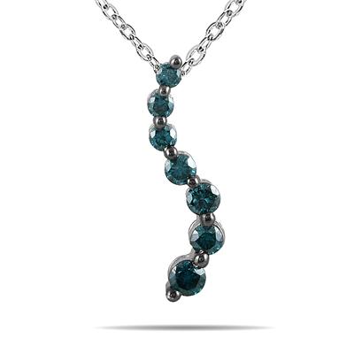 1/4 Carat TW Blue Diamond Journey Pendant in 10K White Gold