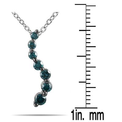 1/4 Carat TW Blue Diamond Journey Pendant in 10K White Gold