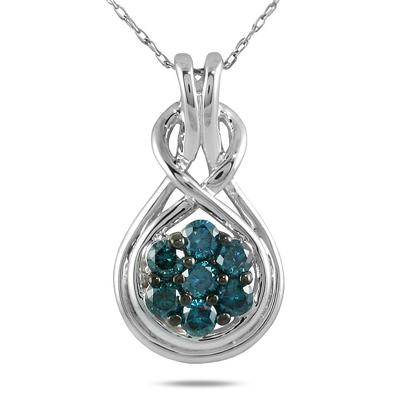 1/2 Carat TW Blue Diamond Pendant in 10K White Gold
