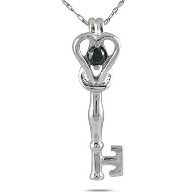 1/10 Carat Black Diamond Pendant in 10K White Gold