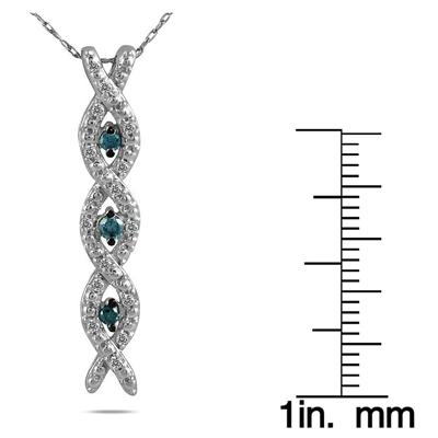 1/5 Carat TW Blue and White Diamond Pendant in 10K White Gold