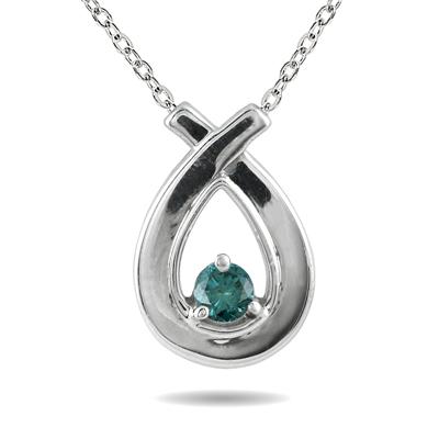1/6 Carat Blue Diamond Loop Pendant in 10K White Gold