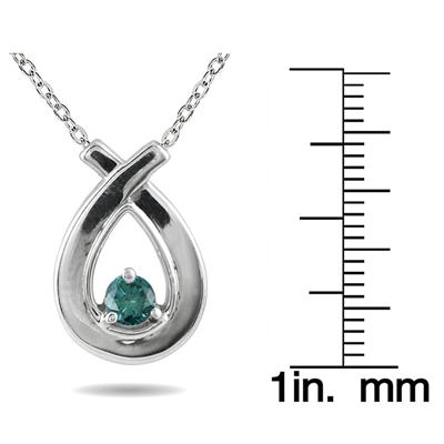 1/6 Carat Blue Diamond Loop Pendant in 10K White Gold