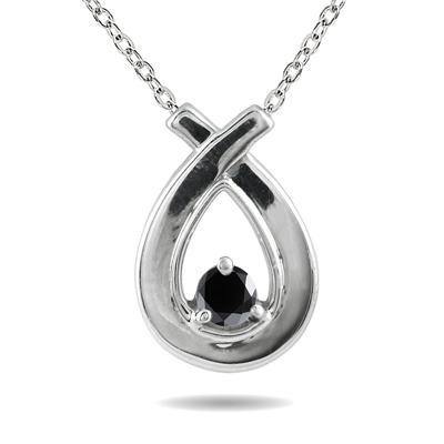 1/6 Carat Black Diamond Loop Pendant in 10K White Gold