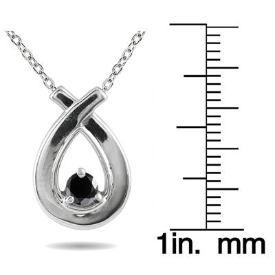 1/6 Carat Black Diamond Loop Pendant in 10K White Gold