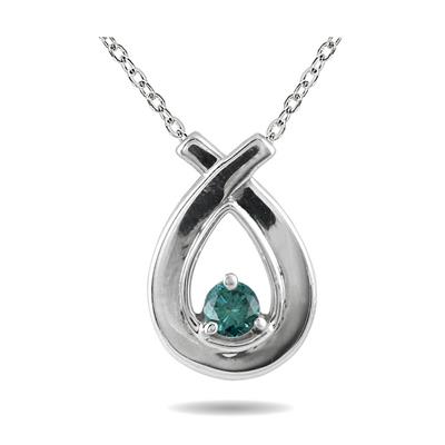 Blue Diamond Loop Pendant in 10K White Gold