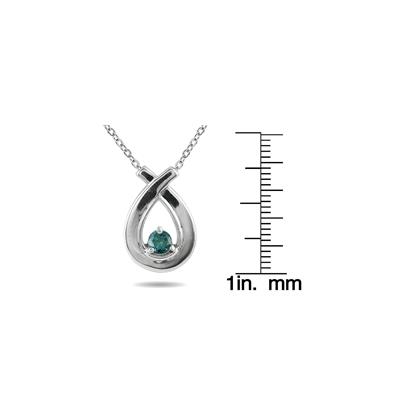 Blue Diamond Loop Pendant in 10K White Gold