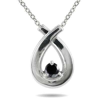 Black Diamond Loop Pendant in 10K White Gold