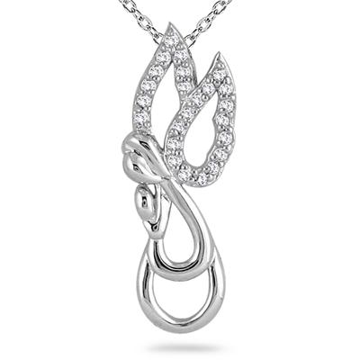 1/10 Carat TW Diamond Angel Pendant in 10K White Gold