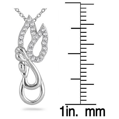 1/10 Carat TW Diamond Angel Pendant in 10K White Gold