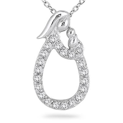 1/5 Carat TW Mother and Baby Diamond Pendant in 10K White Gold
