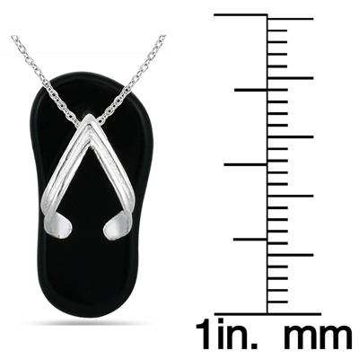Summer Slipper Natural Onyx Pendant in .925 Sterling Silver