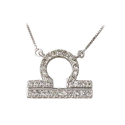 .32ctw Diamond Libra Zodiac Pendant 14K White Gold (Sept 23 - Oct 22)