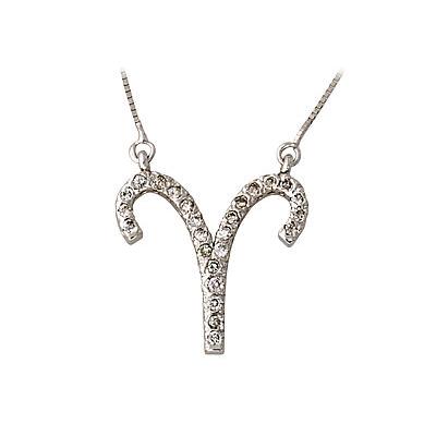 .25ctw Diamond Aries Zodiac Pendant 14K White Gold (Mar 21 - April 19)