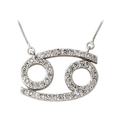 .48ctw Diamond Cancer Zodiac Pendant 14K White Gold (June 22 - July 22)