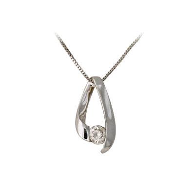 Diamond Loop Pendant Necklace 14K White Gold