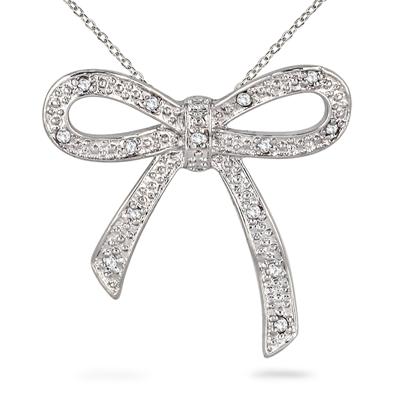 1/10 Carat Diamond Ribbon Pendant in .925 Sterling Silver