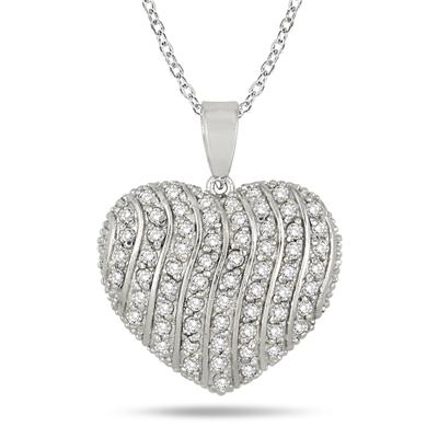 Reversible 2 Carat Black and White Diamond Pendant in .925 Sterling Silver