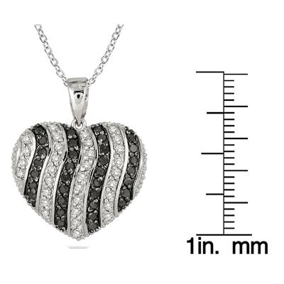 Reversible 2 Carat Black and White Diamond Pendant in .925 Sterling Silver