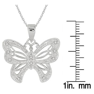 1/10 Carat Diamond Butterfly Pendant in .925 Sterling Silver
