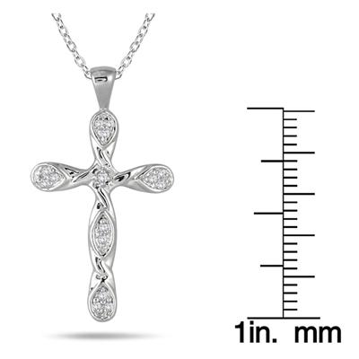 1/10 Carat Diamond Cross Pendant in .925 Sterling Silver