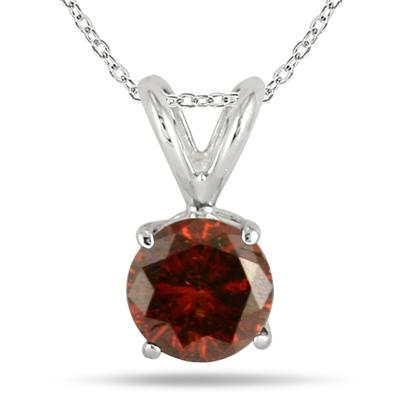 1 Carat Cognac Diamond Solitaire Pendant in 14K White Gold