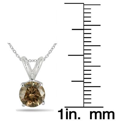 1.00 Carat Champagne Diamond Solitaire Pendant in 14K White Gold