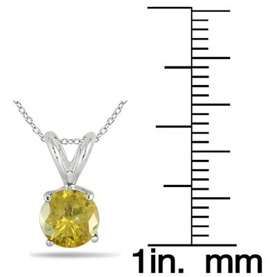 1 Carat Yellow Diamond Solitaire Pendant in 14K White Gold