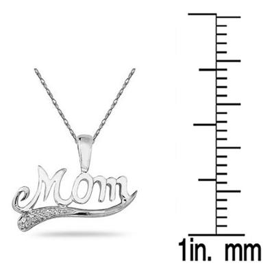 Diamond Mom Pendant in Solid .925 Sterling Silver