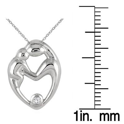 Mothers Love Diamond Pendant in .925 Sterling Silver 