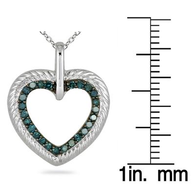 1/4 Carat TW Blue Diamond Heart Pendant in 10K White Gold 