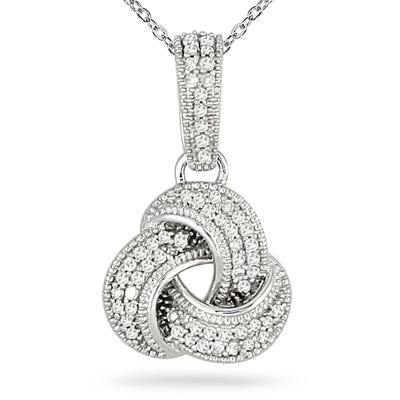 1/4 Carat Diamond Love Knot Pendant in 14K White Gold 