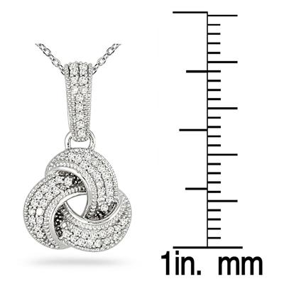 1/4 Carat Diamond Love Knot Pendant in 14K White Gold 