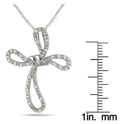 1/5 Carat Diamond Cross Pendant in .925 Sterling Silver