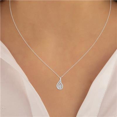 1/4 CTW Natural Diamond Tear Drop Pendant in 10K White Gold