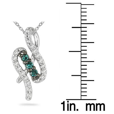1/4 Carat Blue and White Diamond Pendant in 10K White Gold 