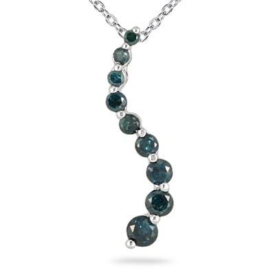 3/8 Carat Blue Diamond S Journey Pendant in 10K White Gold
