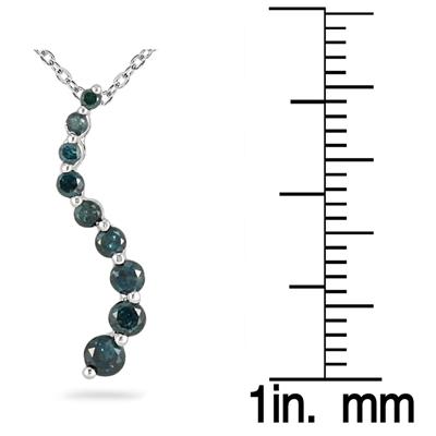 3/8 Carat Blue Diamond S Journey Pendant in 10K White Gold