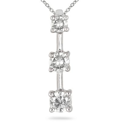 1/2 Carat Three Stone Diamond Pendant in 10K White Gold