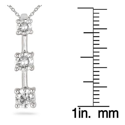 1/2 Carat Three Stone Diamond Pendant in 10K White Gold