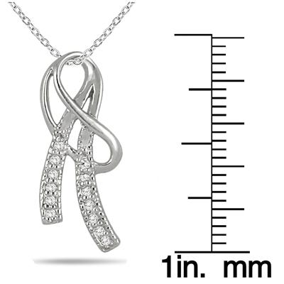 1/10 Carat Ribbon Knot Diamond Pendant in .925 Sterling Silver