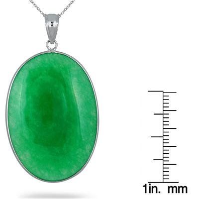 All Natural Jade Oval Pendant in .925 Sterling Silver
