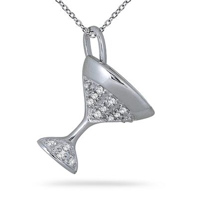 1/10 Carat Diamond Martini Glass Pendant in .925 Sterling Silver