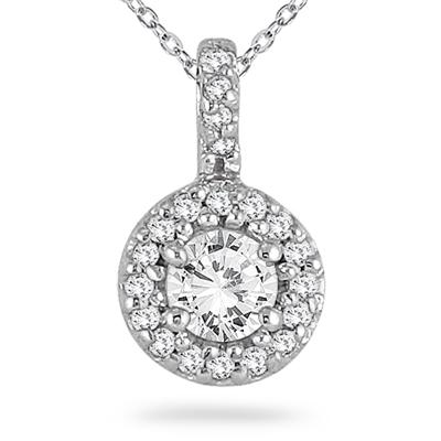 5/8 Carat Halo Diamond Pendant in 10K White Gold