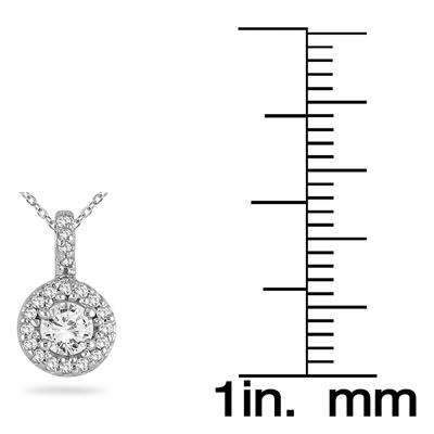 5/8 Carat Halo Diamond Pendant in 10K White Gold