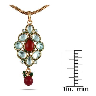 Multicolor Crystal and Bead Drop Pendant in Brass 