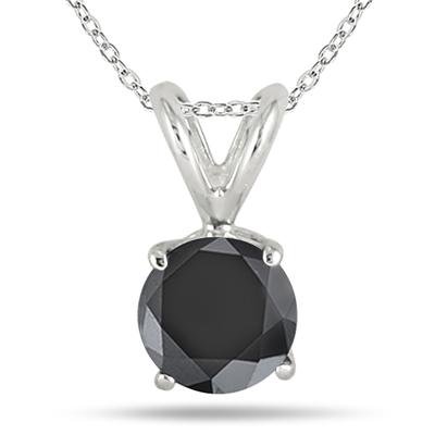 1 Carat Black Diamond Solitaire Pendant in .925 Sterling Silver 