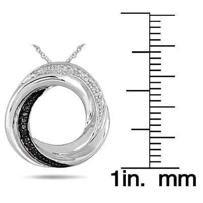 Black and White Diamond Infinity Circle Pendant in .925 Sterling Silver