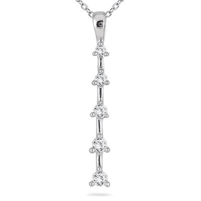Five Stone Diamond Journey Pendant In 14K White Gold