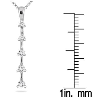 Five Stone Diamond Journey Pendant In 14K White Gold